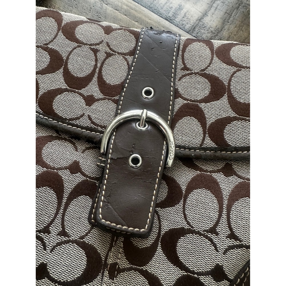 Coach Soho Signature C Monogram Shoulder Bag Brown Vintage Y2K Buckle Bag - Picture 3 of 13